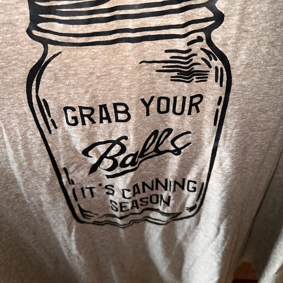 Lularoe Custom 2X khaki heather Perfect T. “Grab Your Balls It’s Canning season” - Picture 3 of 6